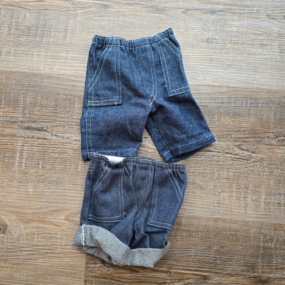 Vintage 1983 Cabbage Patch Kids Doll Denim Pants Set 2 Pairs Dark Wash Jeans